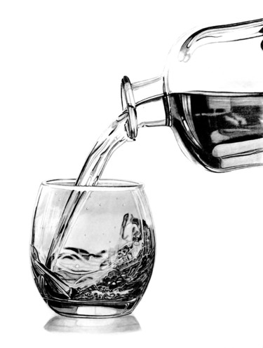 Drawing titled "Whisky Pour #2" by Paul Stowe, Original Artwork, Graphite