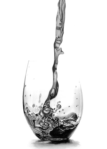Dessin intitulée "Red Wine Pour II" par Paul Stowe, Œuvre d'art originale, Graphite