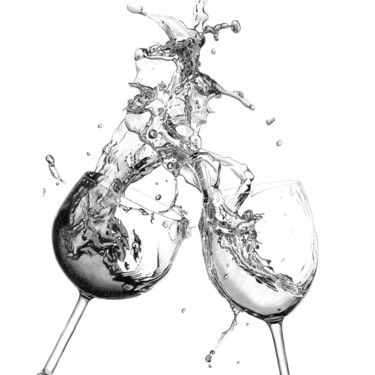 Tekening getiteld "Wine Splash #3" door Paul Stowe, Origineel Kunstwerk, Grafiet