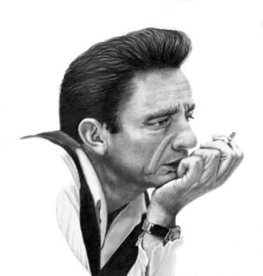 Tekening getiteld "Johnny Cash" door Paul Stowe, Origineel Kunstwerk, Potlood