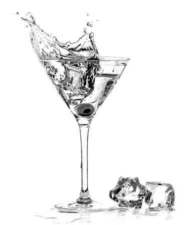 Zeichnungen mit dem Titel "Martini Splash2  20…" von Paul Stowe, Original-Kunstwerk, Bleistift