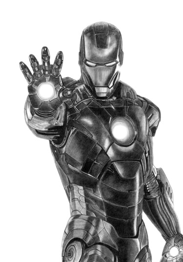 Rysunek zatytułowany „Iron Man 2022” autorstwa Paul Stowe, Oryginalna praca, Grafit