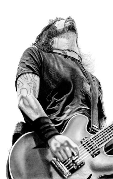 Drawing titled "Dave Grohl" by Paul Stowe, Original Artwork, Pencil