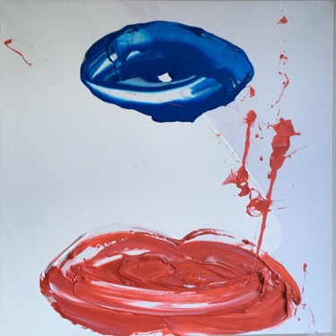 Malerei mit dem Titel "blue eye and red li…" von Paul Yves Poumay, Original-Kunstwerk, Acryl