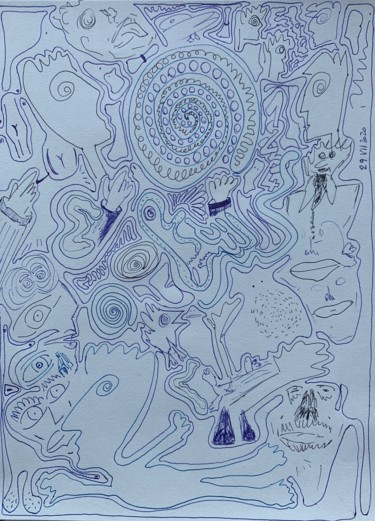 Drawing titled "covid party" by Paul Yves Poumay, Original Artwork, Marker
