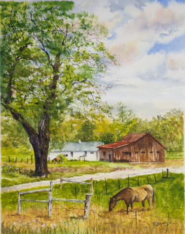 绘画 标题为“Gunnison Farm House…” 由Paula Bridges, 原创艺术品, 水彩 安装在其他刚性面板上