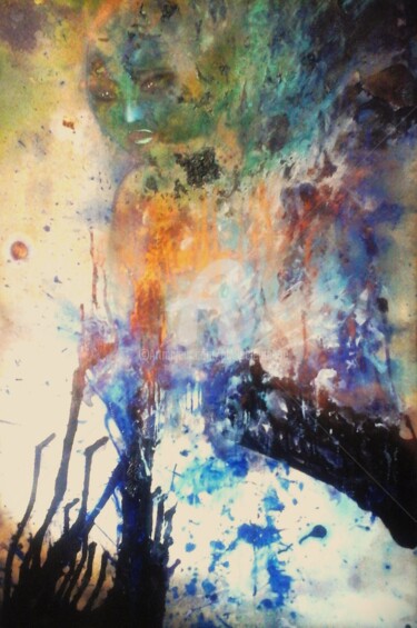Malerei mit dem Titel ""CHAOS LUNAIRE"" von Paula Clemence, Original-Kunstwerk, Pigmente