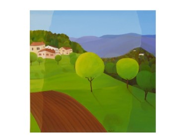 Peinture intitulée "Ardèche verdoyante" par Paula Valdivia, Œuvre d'art originale, Huile