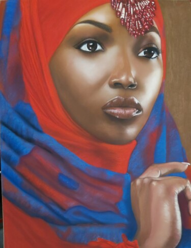 绘画 标题为“Belle Africaine” 由Paule Benatti, 原创艺术品, 粉彩 安装在纸板上