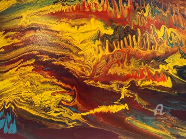 Schilderij getiteld "DRAGONS ON FIRE" door Paulina Waas, Origineel Kunstwerk, Acryl