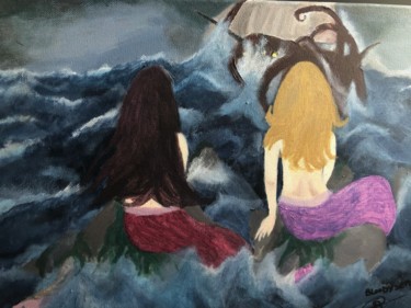Painting titled "Mermaids" by Pauline Sarrazin (Bloodysea_), Original Artwork, Acrylic
