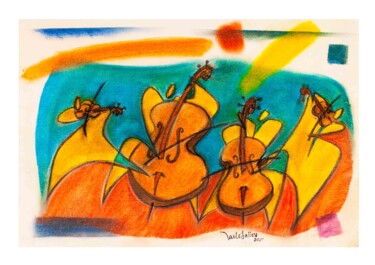 Drawing titled "grafos músicos 01" by Paulo Celso Marcondes De Salles, Original Artwork, Pastel