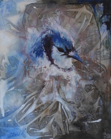 Pintura intitulada "O grande pássaro az…" por Paulo Santos, Obras de arte originais