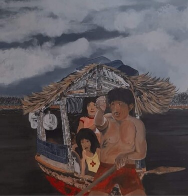 Pittura intitolato "Travessia do Baturi…" da Paulo Simplicio, Opera d'arte originale, Olio