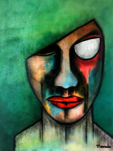 Malerei mit dem Titel "Strange Eyes" von Paulo Themudo, Original-Kunstwerk, Acryl