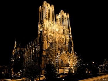 Photography titled "Reims, cathédrale e…" by Paulous, Original Artwork, Digital Photography Mounted on Other rigid panel