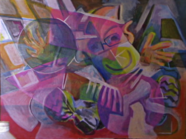Malerei mit dem Titel "bienvenue confiné" von Paulyvalent (Paul Elie), Original-Kunstwerk, Acryl