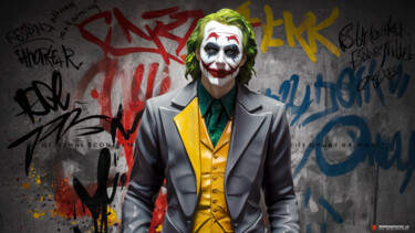 Digital Arts titled "Joker on graffiti b…" by Pavel Apilat, Original Artwork, Digital Painting