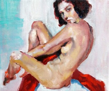 Painting titled "Karin" by Pavel Filin, Original Artwork, Oil Mounted on Wood Stretcher frame