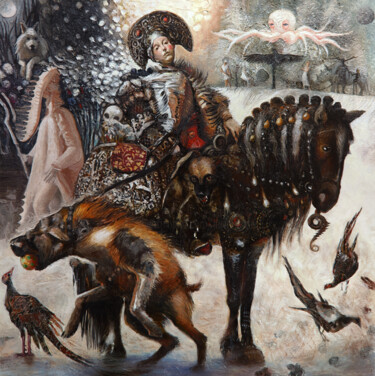 Peinture intitulée "Oprichnaya princess" par Pavel Guliaev, Œuvre d'art originale, Huile Monté sur Châssis en bois