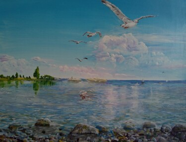 Painting titled "Полёт чайки." by Pavel Guzhvin, Original Artwork, Acrylic
