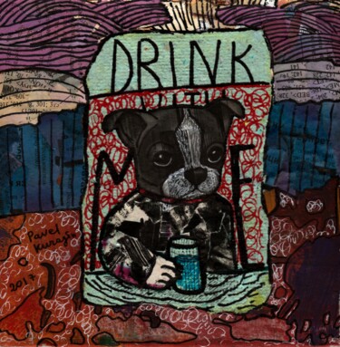 「Drink with me」というタイトルのコラージュ Pavel Kuraginによって, オリジナルのアートワーク, コラージュ