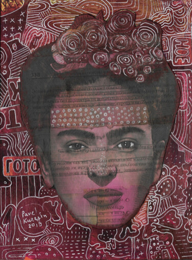 "Frida Kahlo 78" başlıklı Kolaj Pavel Kuragin tarafından, Orijinal sanat, Kolaj