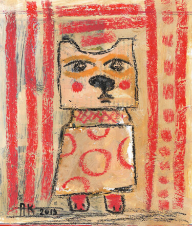 Pintura intitulada "Simple kitty" por Pavel Kuragin, Obras de arte originais, Acrílico