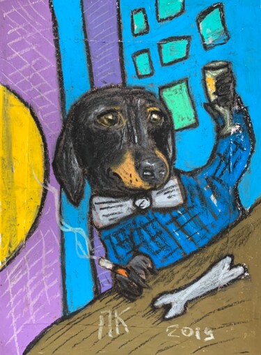 Rysunek zatytułowany „Dog and bad behavio…” autorstwa Pavel Kuragin, Oryginalna praca, Pastel