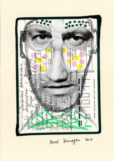 Collagen mit dem Titel "Retro portrait 2" von Pavel Kuragin, Original-Kunstwerk, Collagen
