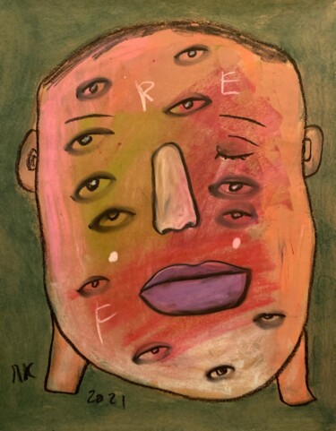 Pintura intitulada "Surreal head #30" por Pavel Kuragin, Obras de arte originais, Pastel