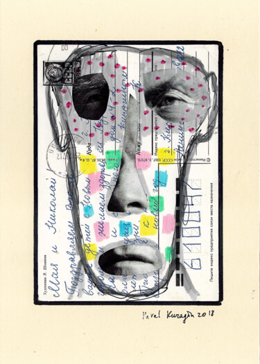 Collages getiteld "Retro portrait 5" door Pavel Kuragin, Origineel Kunstwerk, Collages
