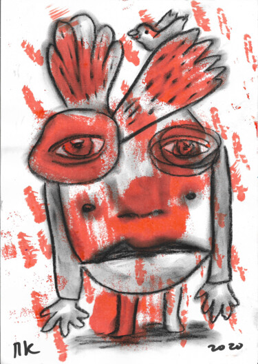 Tekening getiteld "Psychotic break #3" door Pavel Kuragin, Origineel Kunstwerk, Houtskool