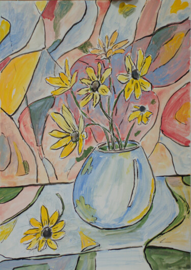 Malerei mit dem Titel "Flowers" von Pavel Levites, Original-Kunstwerk, Tempera