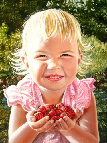 Schilderij getiteld "Portrait of a girl…" door Pavel Moskalenko, Origineel Kunstwerk, Olie