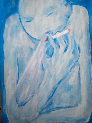 Painting titled "A morning cigarette" by Pavlo Ponomarenko, Original Artwork, Acrylic