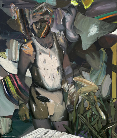 Pintura intitulada "Boy with yucca" por Paweł Kwiatkowski, Obras de arte originais, Óleo