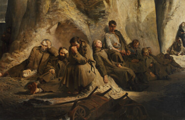 Pintura intitulada "Niedziela w kopalni…" por Paweł Waligórski, Obras de arte originais, Óleo