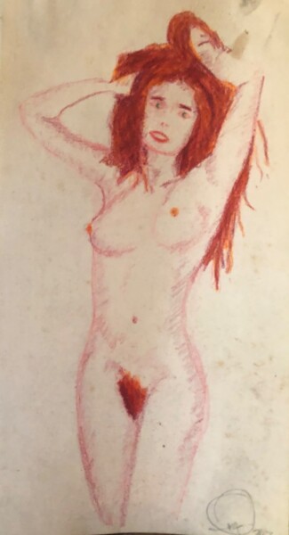 Drawing titled "Desnudo rojo I (Red…" by Rodrigo Payró, Original Artwork, Pencil