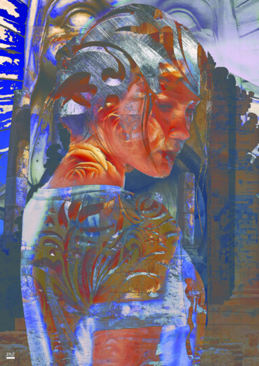 Digitale Kunst mit dem Titel "Blue" von Paz, Original-Kunstwerk, Digitale Collage