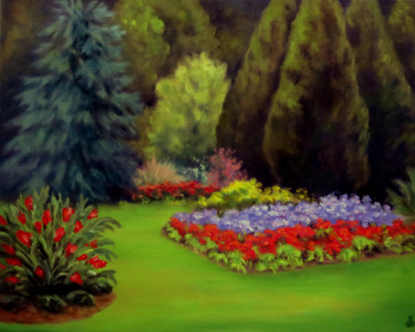 Картина под названием "Glowing Garden" - Vicki Van Vynckt, Подлинное произведение искусства, Масло