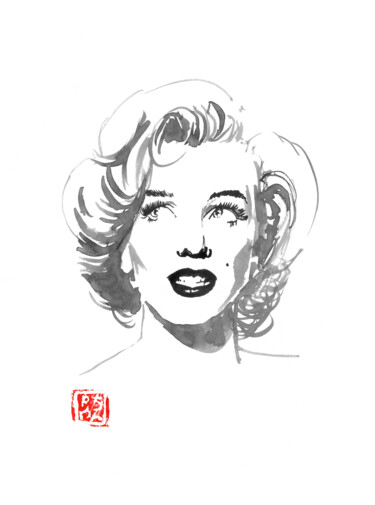 Rysunek zatytułowany „marilyn monroe look…” autorstwa Péchane, Oryginalna praca, Akwarela