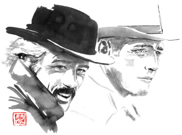 Drawing titled "butch cassidy and t…" by Péchane, Original Artwork, Watercolor