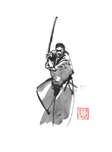 "samurai armed" başlıklı Resim Péchane tarafından, Orijinal sanat, Mürekkep