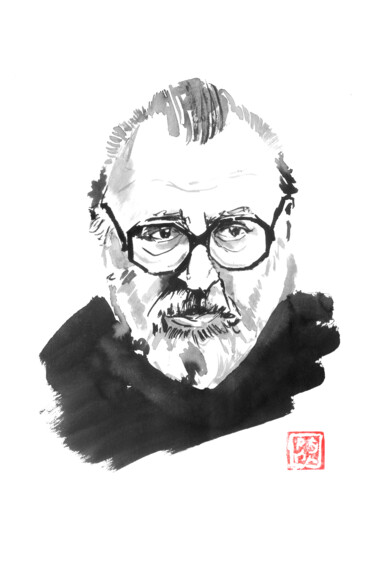 Desenho intitulada "sergio leone" por Péchane, Obras de arte originais, Aquarela