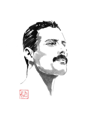 Drawing titled "freddie portrait" by Péchane, Original Artwork, Watercolor