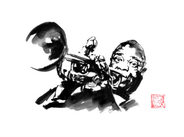 Dibujo titulada "louis armstrong 2024" por Péchane, Obra de arte original, Acuarela