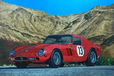 Malarstwo zatytułowany „Ferrari 250 GTO” autorstwa Peda Radovanovic, Oryginalna praca, Olej Zamontowany na Drewniana rama no…