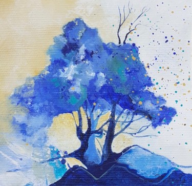 Schilderij getiteld "Les arbres bleus de…" door Pedrola Alban, Origineel Kunstwerk, Acryl