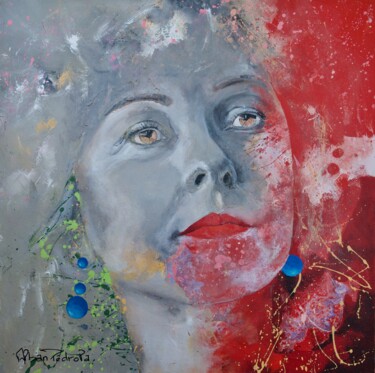 Painting titled "Portrait de Carole…" by Pedrola Alban, Original Artwork, Acrylic Mounted on Wood Stretcher frame